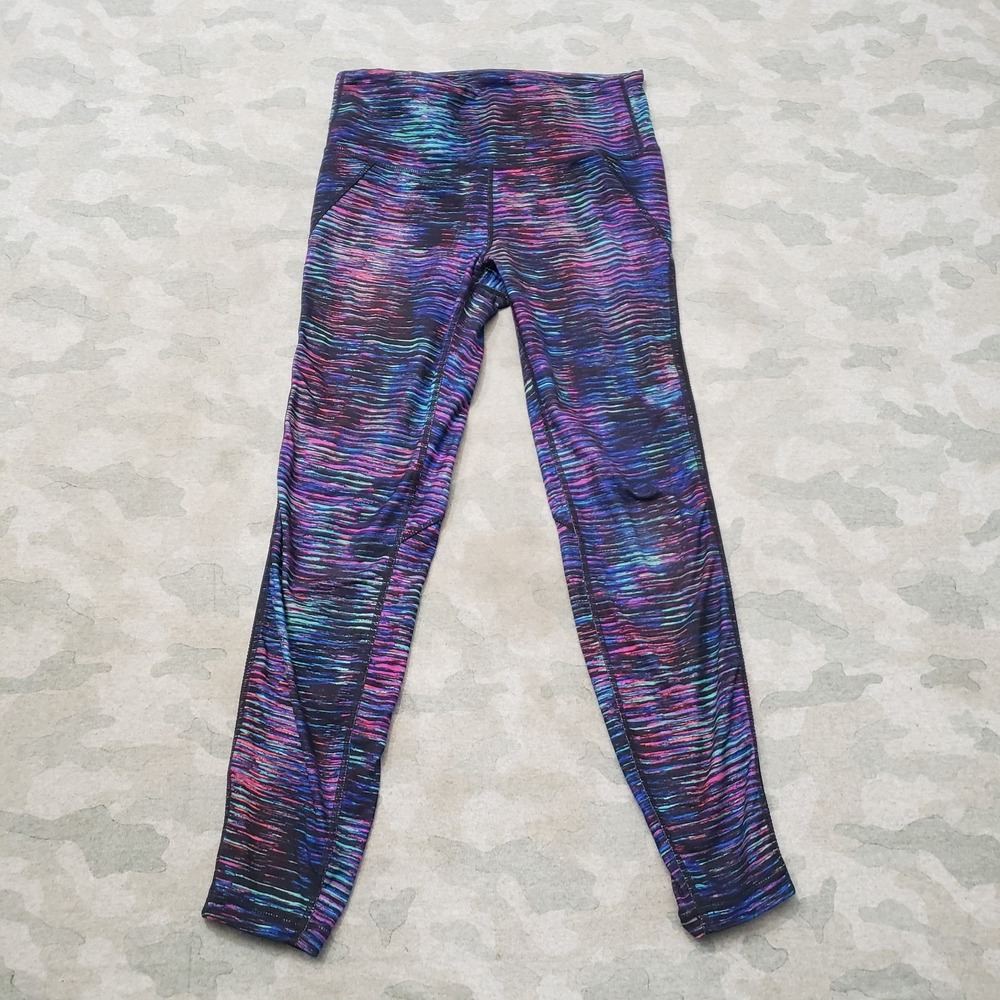 Athleta Leggings Womens Small Blue Pull On Yoga Gym Running Striped